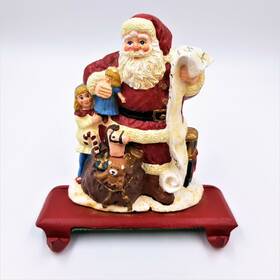 C40105 Amc Vintage Cast Iron Christmas Stocking Hanger Double Hook Santa Claus Toys