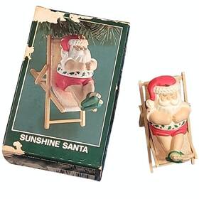 American Greetings 018100050115 Santa On Beach Chair Christmas Ornament Vintage 1988