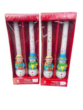 American Greetings 018100521578 Christmas Snowman Taper Candles Guild House Vtg Lot Of 2 New