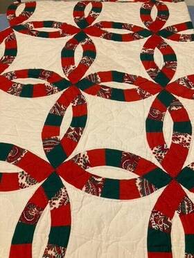 Rn67468 American Pacific Vtg. Christmas Quilt Hand Sewn Patchwork Wall Decor 50x60