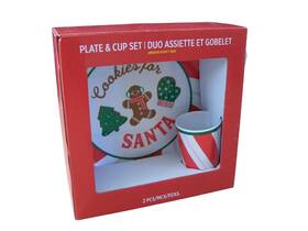 Amscan Inc. 192937472811 New 2 Piece Christmas Cookies And Milk For Santa Plate Cup Set