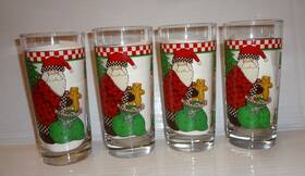 Anchor Hocking 076440896596 4 Debbie Mumm Magic Of Santa Drinking Glasses Christmas Tumblers