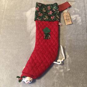 Annalee 787301975502 Vintage 1999 Peek A Boo Mouse 22 Inch Christmas Stocking Red Quilted Hanging