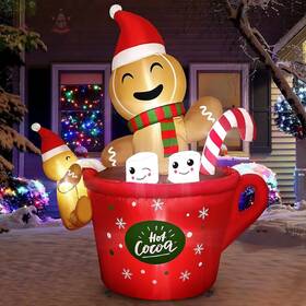 Annzoe 717298420914 6 Ft Christmas Inflatables Outdoor Decorations Cute Gingerbread Man Christma
