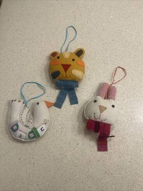 951-2675557 Anthropologie The Land Of Nod Set 3 Wool Animals Christmas Baby Shower Easter Ornaments