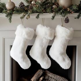 Aogu 613464992370 3 Pack 18 Inch Snowy White Christmas Stockings Faux Fur Xmas Stocki