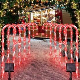 4874392156 Aosea Outdoor Christmas Decorations 12 Pack 28in Solar Candy Cane Pathway