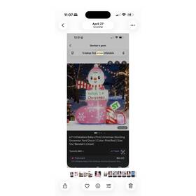 Aotiooy X004g4qm5b 6 Ft Inflatable Snowman Christmas Decor Pink Red White