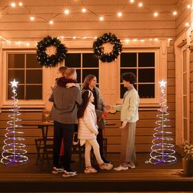 11lst001-5fb-rgby5p Apluschoice Aplus 5ft Led Spiral Tree Light Outdoor Xmas Decor Battery Multi-color 5pack
