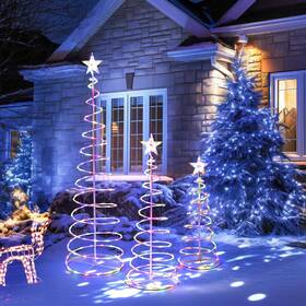 11lst003-346b-rgby Apluschoice Aplus 3pack Led Christmas Spiral Light 3/4/6ft Decoration Yard Multi-color