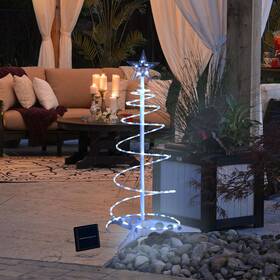 11lst005-2ft-cold Apluschoice 2 Ft Led Christmas Spiral Light With Star Finial Solar Panel New Year Decoration