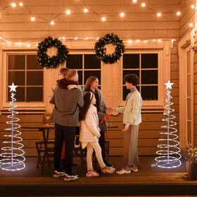 A-11-0001-001-lst Apluschoice 5 Ft Christmas Led Spiral Tree Light Cool White Outdoor New Year Battery Packs