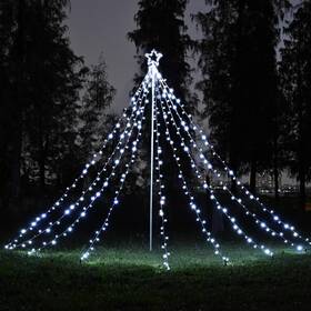 A-11-001-006-lst Apluschoice 12 Ft Waterfall Cone Tree Light With 362 Led Star 9 Strings Christmas Cold White