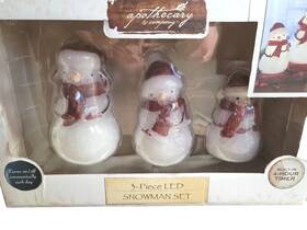 Kw33748a8169 Apothecary & Company 3 Piece Led Snowman Set 4 Hour Timer Christmas Decoration In Box