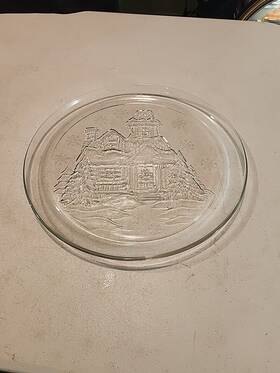 Arcoroc 020911585434 Vintage Christmas Winter Scene 13 Inch Glass Platter Round Made In France