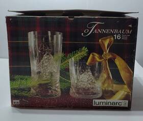 Arcoroc 026102352601 Tannenbaum Luminarc France Christmas Tree Glass 16 Pc Drinking Set