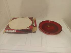 Arcoroc 026102403259 4 Luminarc 7.5 Inch Red Glass Dessert Plates Sleigh Ride Embossed Christmas New