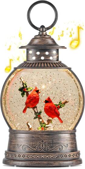 2404658s1 Armxy Christmas Snow Globes Red Truck And Cardinal Birds Scene Glitterin