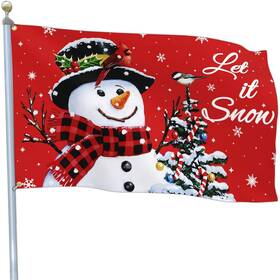 Aroxtms Kbt-328 Christmas Flags 3x5 Outdoor Let It Snow Flag Snowman Snowflake Winter Christm