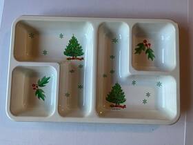 85012 Artform Industries Christmas Tree Chip And Dip Rigid Plastic Servingware Vintage