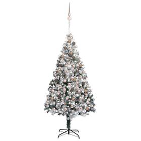 Artificial Christmas Tree Green Flocked White Snow Pvc Large 720286499566 With