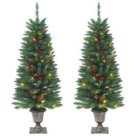 Artificial Christmas Tree Green Pvc Steel Slim Ornaments 720286011522