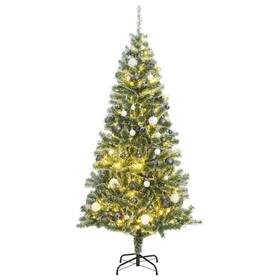 Artificial Christmas Tree Green White Pvc Metal Tall 720845472504 And