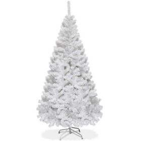 Ctw02 Artificial Hinged Pine Pvc Christmas Tree Stand Holiday Indoor Outdoor White 6ft