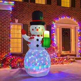 Artiflr 313088416442 5ft Inflatable Snowman Christmas Decoration With Gift Bag And Rotating Led Lights