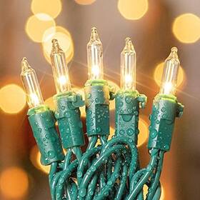As Shown 762917991504 50-count White Christmas Lights With Green Wire Mini String For Holiday