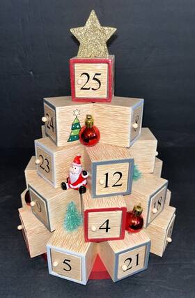 10347 Ashland Advent Calendar Wooden Block Christmas Tree 12 Inch Tall X 8 Circumference