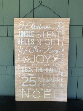 Ashland 191518302868 20 Inch X 12.5 Wooden Wall Hanging Sign Christmas Carols 3-d Silent Night
