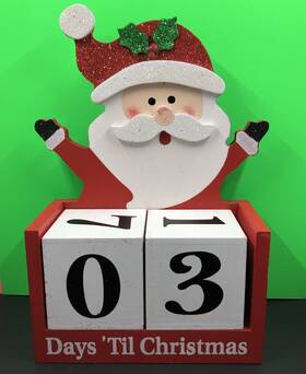 Ashland 191518313659 Christmas 10 Inch Santa Claus Wooden Countdown Blocks Days Til