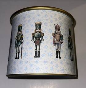 Ashland 191518681833 Gala Christmas Tabletop Decor Metal Bucket With Nutcracker Design