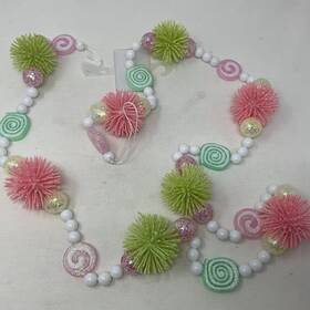 Ashland 195158235593 Candy Christmas Garland 6 Feet Long Light Pink Green And Yellow Plastic Nwt