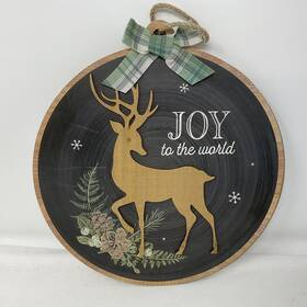 Ashland 195158236569 Rustic Christmas Wall Decor Round 10 Inch Joy To The World