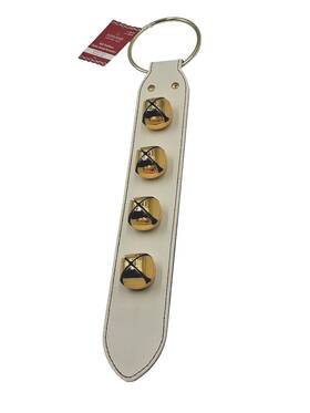 Ashland 195158243512 Sleigh Bells Door Christmas Wall Decor Brass Toned Faux Leather On Wood