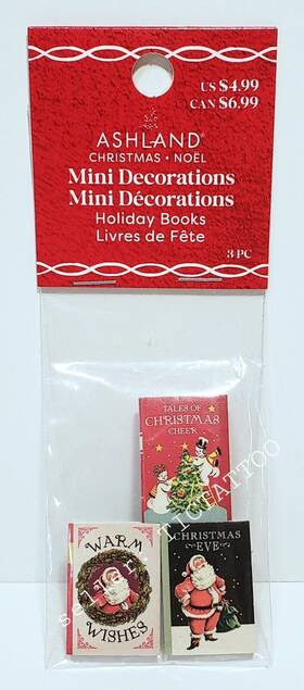 Ashland 195158252569 Mini Decorations Holiday Books Christmas New Santa Warm Wishes Snowman