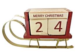Ashland 195158559408 Christmas Sleigh Wooden Advent Countdown Calendar 8 Inch Plus Message Signs