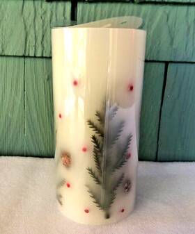 Ashland 195158574395 6 Inch X 3 Scented Pillar Candle W Embedded Christmas Greenery Pinecones Berries