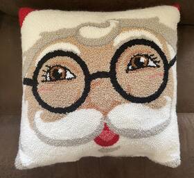 Sea412 Ashland 198973531468 Nwt Christmas Santa With 3d Hat 16 Inch X16 Throw Pillow Loop Stitch