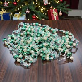600683 Ashland Lot Of 3 Nwt Beaded 6ft Christmas Garland Green/pearl/clear/silver