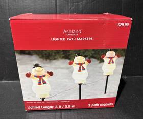 602656 Ashland Snowman 3 Lighted Path Markers Indoor Outdoor Christmas Holiday Ft New