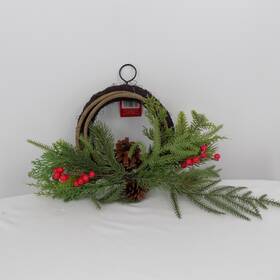 751692 Ashland Christmas Wreath Pine Cedar Mix Red Berry Pincecone 8 Inch Diameter New