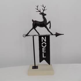 754595 Ashland Christmas Holiday Pines Free Standing Reindeer Noel Banner Metal Wood