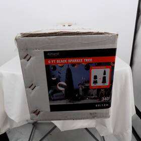 776668 Ashland Black Sparkle Artificial Halloween Christmas Tree Decor 6ft New In Box