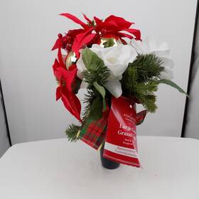 785438 Ashland Large Cone Red White Christmas Burial Graveyard Floral Arrangement New