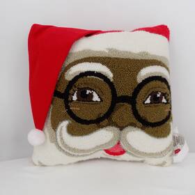 791578 Ashland African American Santa Face Pillow Glasses Red Hat 16 X Christmas New