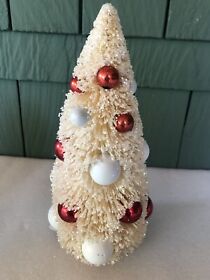 Ashland 9.25inch Natural Sisal Christmas Trees With Red White Ornaments