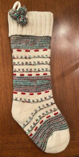 160846 Aspen Knit Christmas Stocking Fleece Lined With Cuffed Top And Pompoms